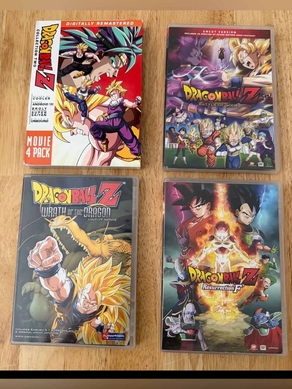Dragon Ball Z Movie DVD Bundle Battle of Gods Resurrection F Movie 4 Pack Uncut